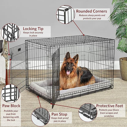 MidWest Homes for Pets 48-Inch LifeStages Crate for Extra-Large Breeds, 90-110 lbs, Double Door Folding Dog Crate with Divider Panel, Leak-Proof Tray & Secure Latch, Heavy-Duty & Easy to Assemble