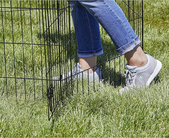 MidWest Homes for Pets Folding Metal Dog Exercise Pen, Indoor/Outdoor Playpen with Secure Door, Provides 16 Sq Feet of Play Space, 36-Inches Tall, Black E-Coated