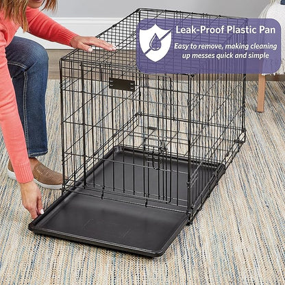 MidWest Homes for Pets 42-Inch iCrate for Large Breeds, 71-90 lbs, Single Door Folding Dog Crate with Divider Panel, Leak-Proof Tray & Secure Latch, Portable, Durable & Easy to Assemble