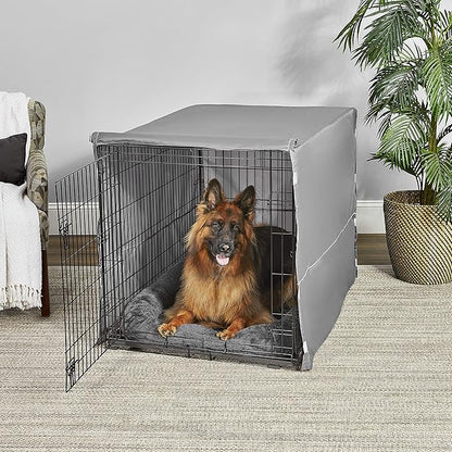 MidWest Homes for Pets Double Door 48-inch Dog Crate Kit, Bundle Includes a Two-Door Cage, Matching Gray Bed and Crate Cover, For Extra-Large Sized Breeds