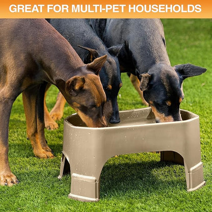 Neater Pet Brands Extra Large Water Bowl for Dogs, Elevated Outdoor Dog Water Bowl (2.25 Gallon XL Capacity), Big Trough Style Food Dish for Indoors or Outside, No Spill Large Dog Bowls, Champagne