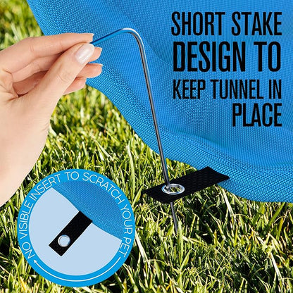 Houseables Dog Tunnel, Dog Agility Tunnel, Agility Equipment, 18 Feet, Puppy Obstacle Course, Pet Playground, Crawling, Small, Medium, Large, Indoor/Outdoor, Play, Pop Up Set, Exercise Tube, Toy, Blue