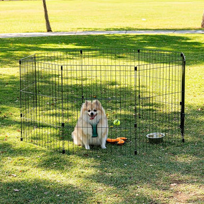 IRIS USA 30" 8-Panel Metal Pet Dog Puppy Playpen, Indoor/Outdoor Dog Fence, 58 x 58 x 30, Foldable, Customizable, Black