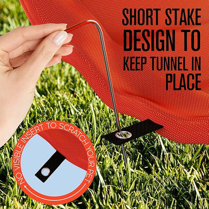 Houseables Dog Agility Tunnel, Dog Tunnel, Agility Equipment, 18 Feet, Puppy Obstacle Course, Crawling, Pet Playground, Small, Medium, Large, Indoor/Outdoor, Play, Pop Up Set, Exercise Tube, Toy, Red