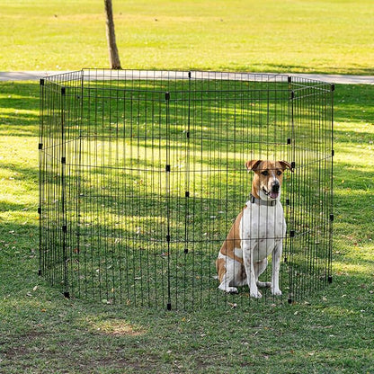 IRIS USA 42" 8-Panel Metal Pet Dog Puppy Playpen, Indoor/Outdoor Dog Fence, 58 x 58 x 42, Foldable, Customizable, Black