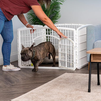 IRIS USA 24" 4-Panel Dog Puppy Playpen Fence Enclosure with Dog Gate Door - Indoor Pet Playpen - 4 or 8 Panel