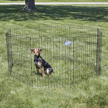 MidWest Homes for Pets 30-Inch Exercise Pen, for Indoor and Outdoor use, 16 Sq Feet of Play, Folding Dog Pen, No Door Design for Maximum Security, Easy to Set Up, Foldable Dog Playpen