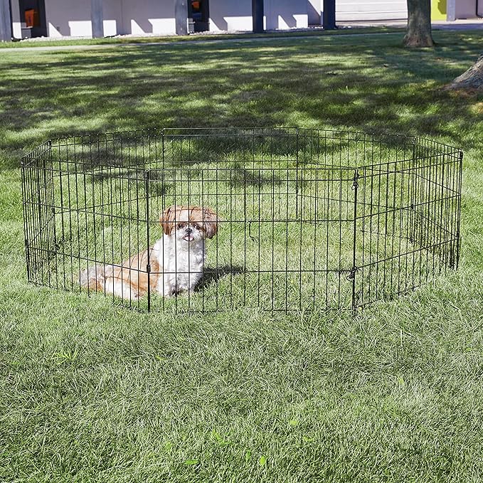 New World by MidWest Homes for Pets 18-Inch Exercise Pen, for Indoor and Outdoor use, 16 Sq Feet of Play, Folding Dog Pen, No Door Design for Maximum Security, Easy to Set Up, Foldable Pet Playpen