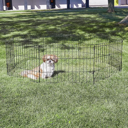 New World by MidWest Homes for Pets 18-Inch Exercise Pen, for Indoor and Outdoor use, 16 Sq Feet of Play, Folding Dog Pen, No Door Design for Maximum Security, Easy to Set Up, Foldable Pet Playpen