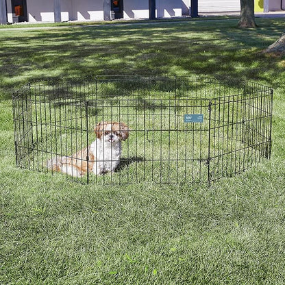 MidWest Homes for Pets 18-Inch Exercise Pen, for Indoor and Outdoor use, 16 Sq Feet of Play, Folding Dog Pen, No Door Design for Maximum Security, Easy to Set Up, Foldable Dog Playpen