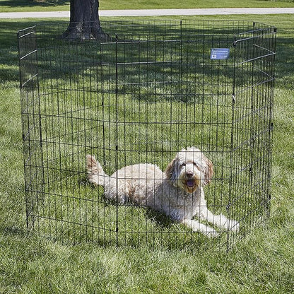 MidWest Homes for Pets 48-Inch Exercise Pen, for Indoor and Outdoor use, 16 Sq Feet of Play, Folding Dog Pen, No Door Design for Maximum Security, Easy to Set Up, Foldable Dog Playpen