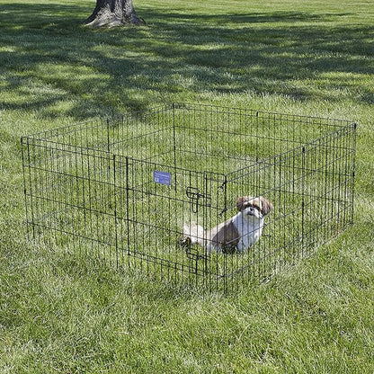 MidWest Homes for Pets 24-Inch Exercise Pen, for Indoor and Outdoor Use, 16 Sq Feet of Play, Single Door Folding Dog Pen, with Large Door Opening & Secure Latch, Easy to Set Up, Foldable Dog Playpen