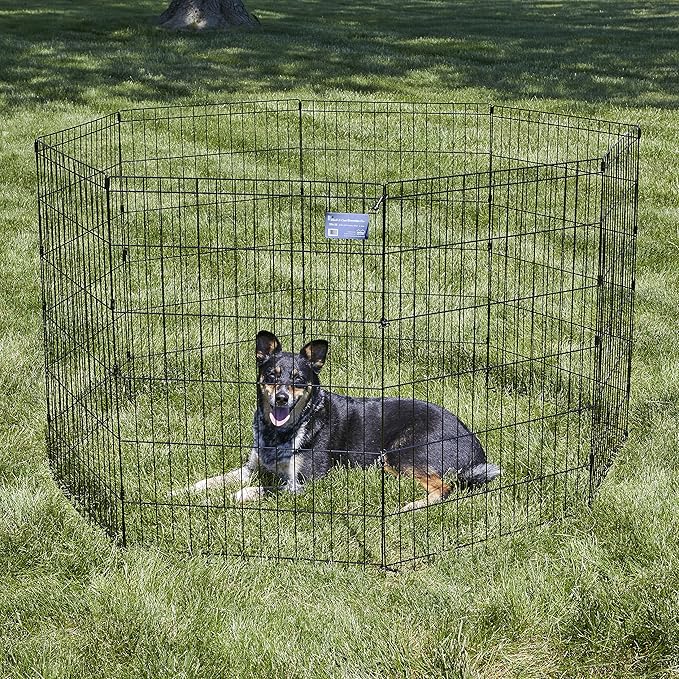 MidWest Homes for Pets 36-Inch Exercise Pen, for Indoor and Outdoor use, 16 Sq Feet of Play, Folding Dog Pen, No Door Design for Maximum Security, Easy to Set Up, Foldable Dog Playpen