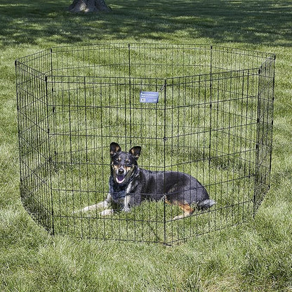MidWest Homes for Pets 36-Inch Exercise Pen, for Indoor and Outdoor use, 16 Sq Feet of Play, Folding Dog Pen, No Door Design for Maximum Security, Easy to Set Up, Foldable Dog Playpen